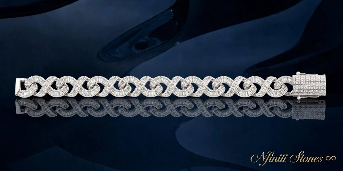 The Royal Eight silver infinity-link bracelet laid flat
