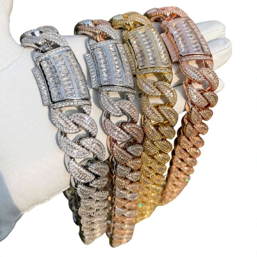 The Siege iced Cuban in Silver, Rose Gold and Gold finishes