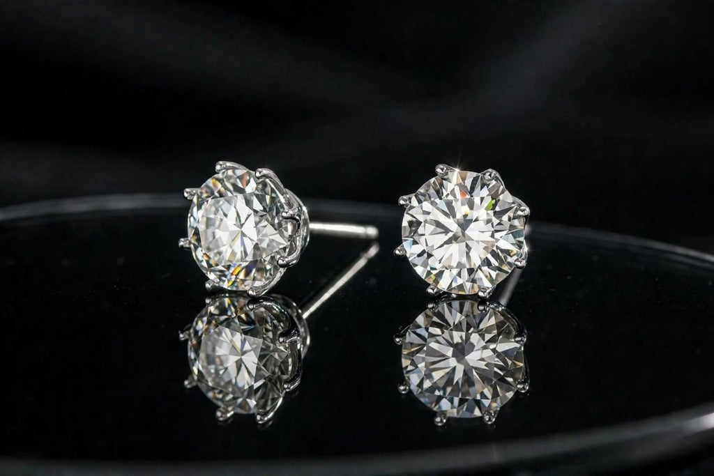 Nfiniti Signature Studs — moissanite earrings in sterling silver