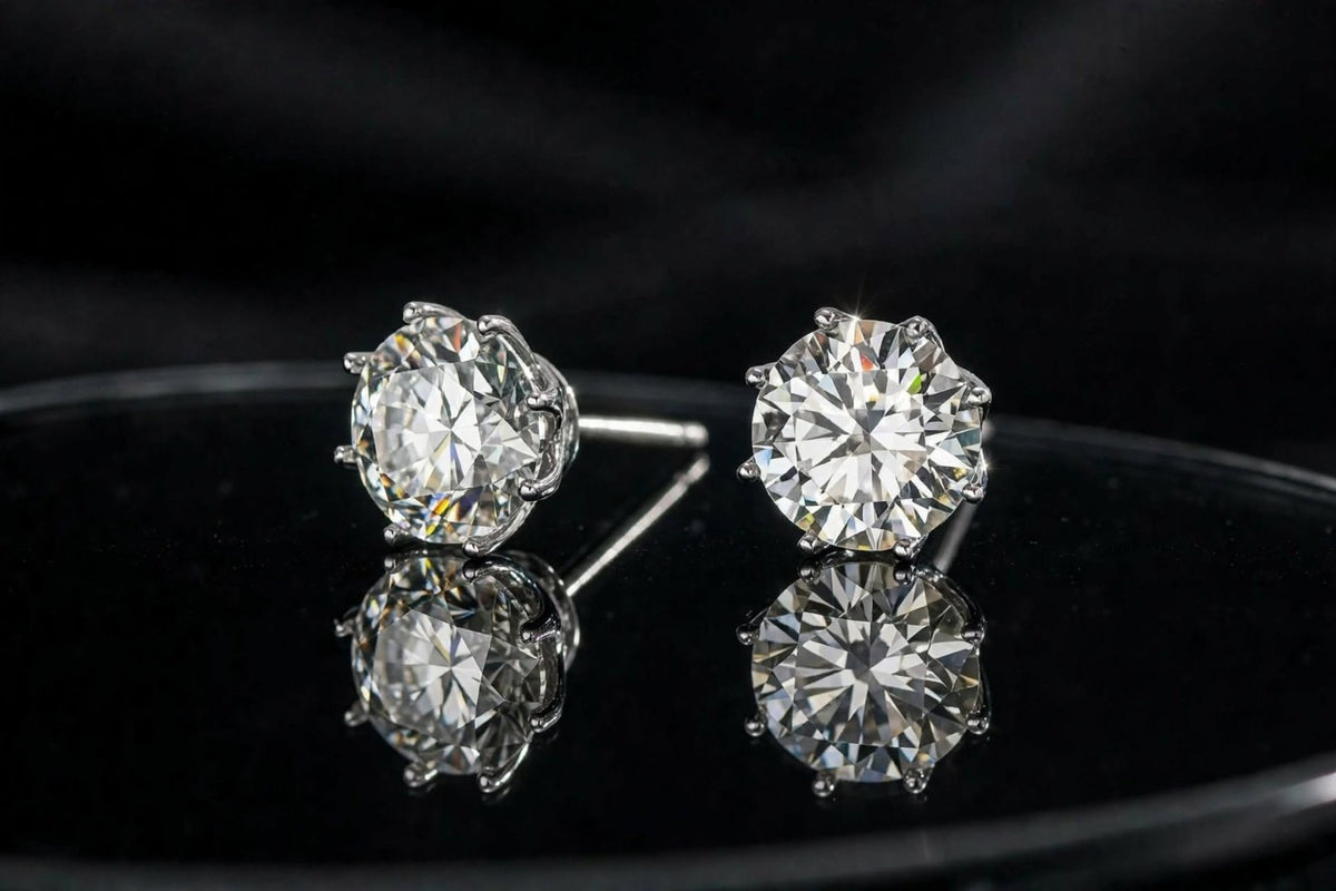 Nfiniti Signature Studs — moissanite earrings in sterling silver