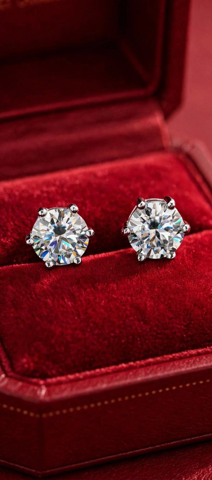 Nfiniti Signature Studs — moissanite earrings in sterling silver