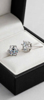 Nfiniti Signature Studs — moissanite earrings in sterling silver