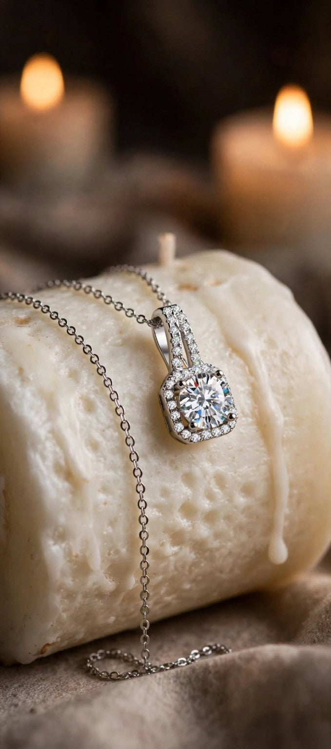 The Silver Empress moissanite necklace and earrings — image 9885