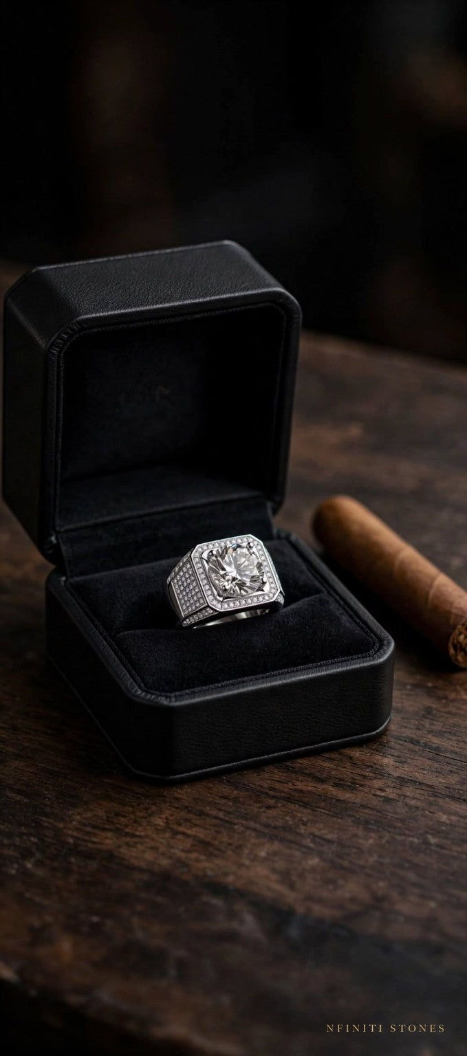The Sovereign ring front view in box