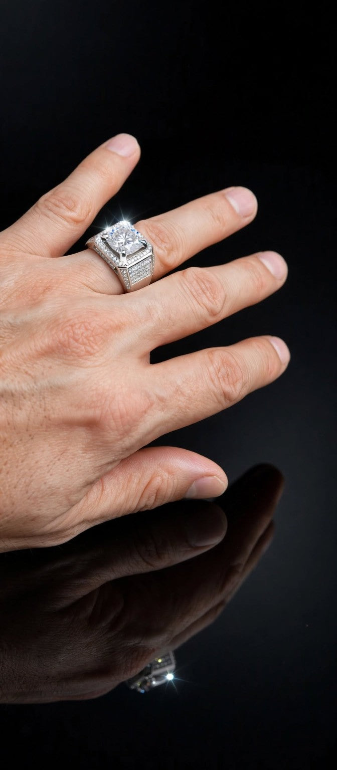 The Sovereign ring angled hand view