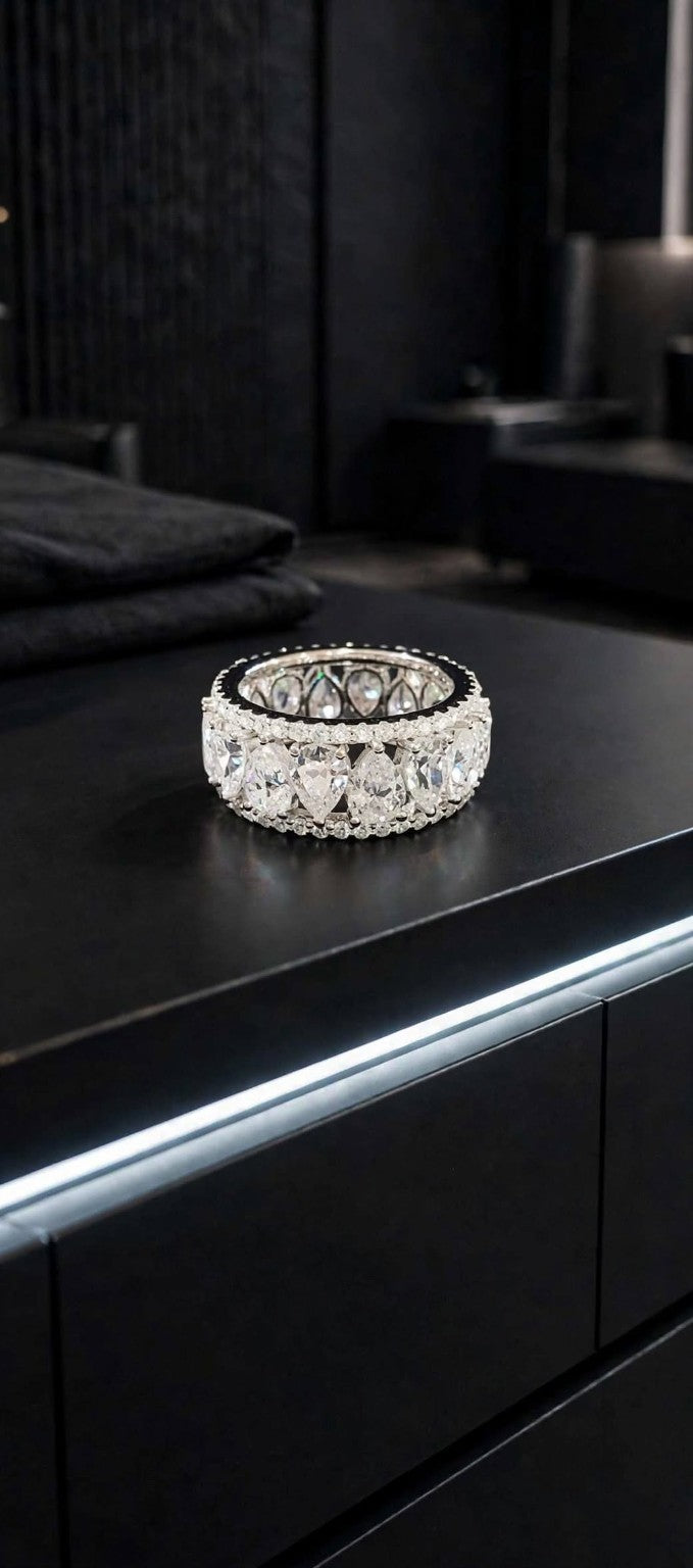 The Imperial Bond pear-shaped moissanite eternity ring