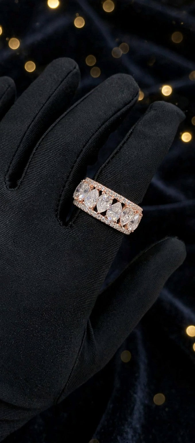 The Imperial Bond pear-shaped moissanite eternity ring
