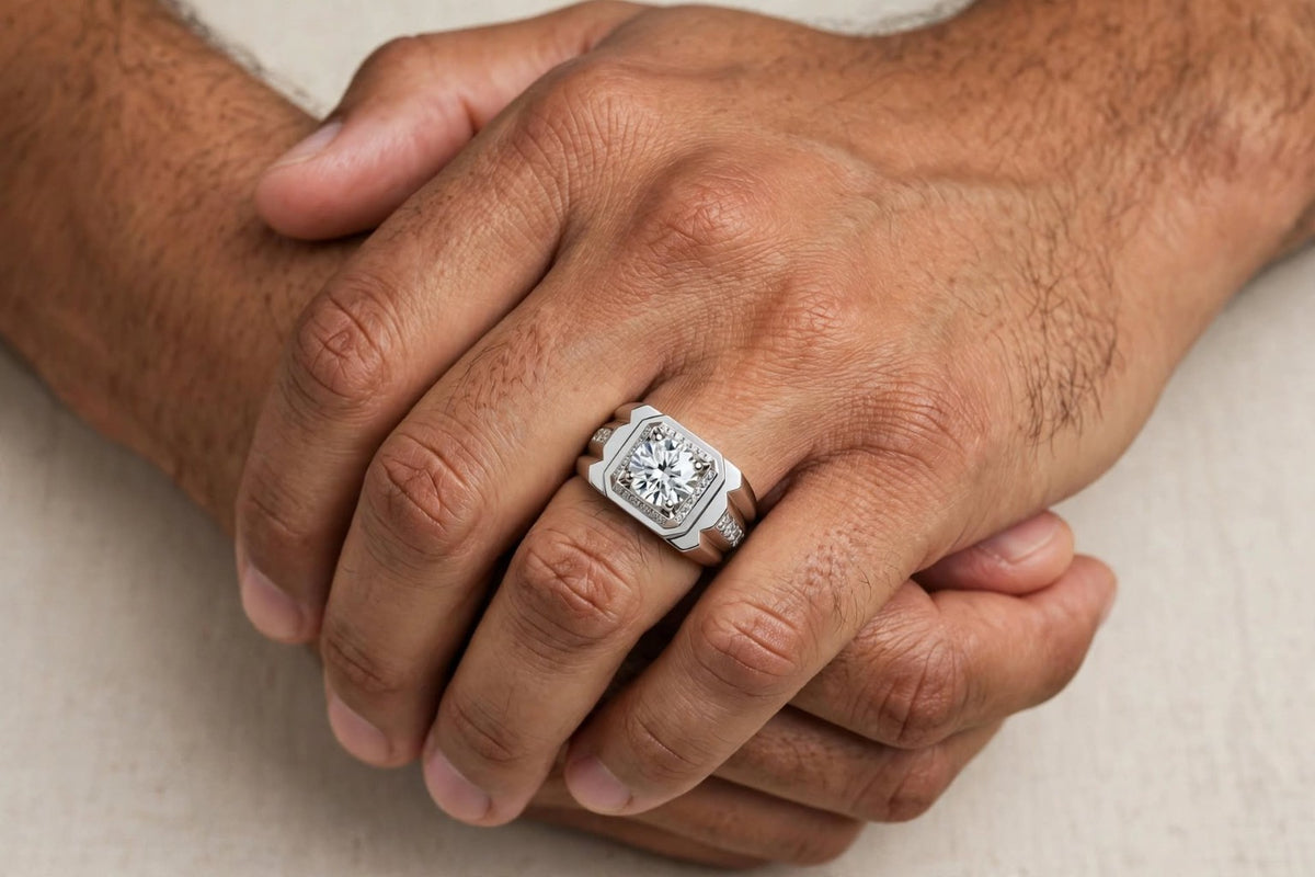 The Sterling Gentleman moissanite men's ring