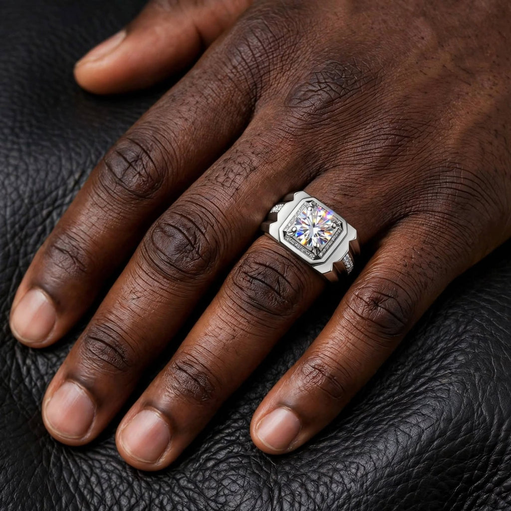 The Sterling Gentleman moissanite men's ring