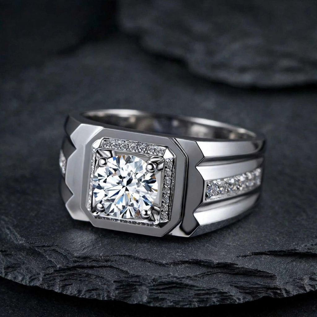 The Sterling Gentleman moissanite men's ring
