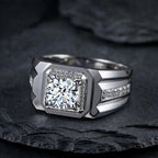 The Sterling Gentleman moissanite men's ring