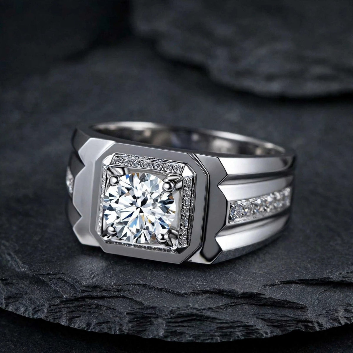 The Sterling Gentleman moissanite men's ring