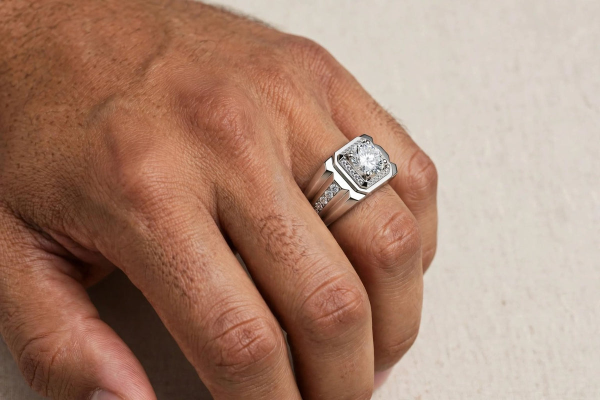 The Sterling Gentleman moissanite men's ring