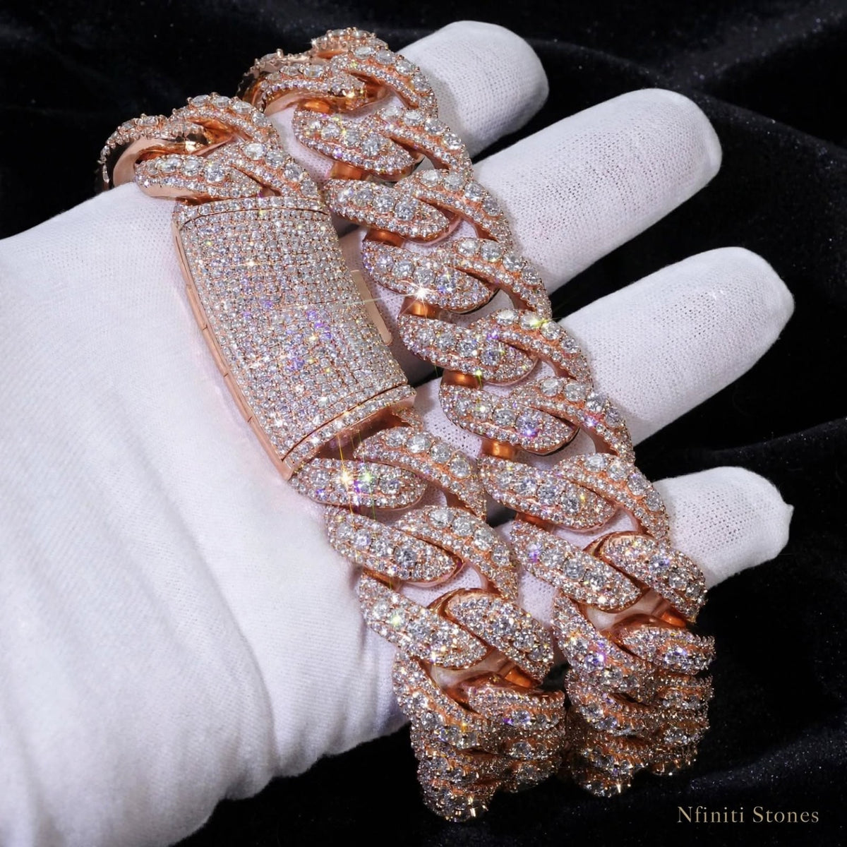The Chancellor rose gold color Cuban chain and iced clasp