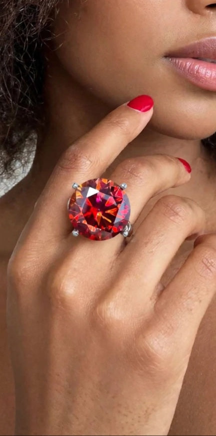 The Color of Royalty 20CT moissanite statement ring — Red stone