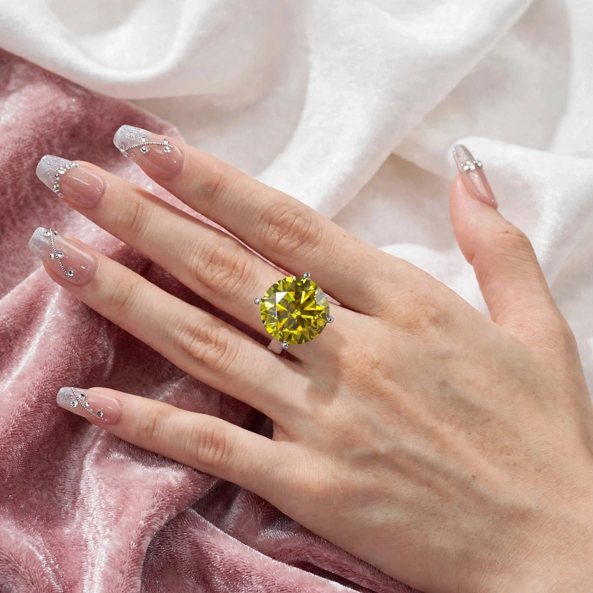 The Color of Royalty 20CT moissanite statement ring — Yellow stone