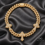 Nfiniti Stones Trinity Cross Cuban necklace — Royal Gold