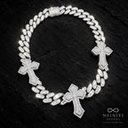 Nfiniti Stones Trinity Cross Cuban necklace — Silver
