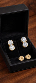 Twin Radiance gold-plated earrings in presentation box