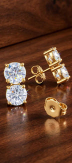 Twin Radiance gold-plated moissanite earrings