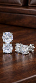 Twin Radiance silver moissanite earrings