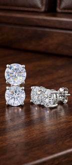 Twin Radiance silver moissanite earrings