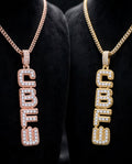 Gold and rose gold custom CZ bubble letter pendants